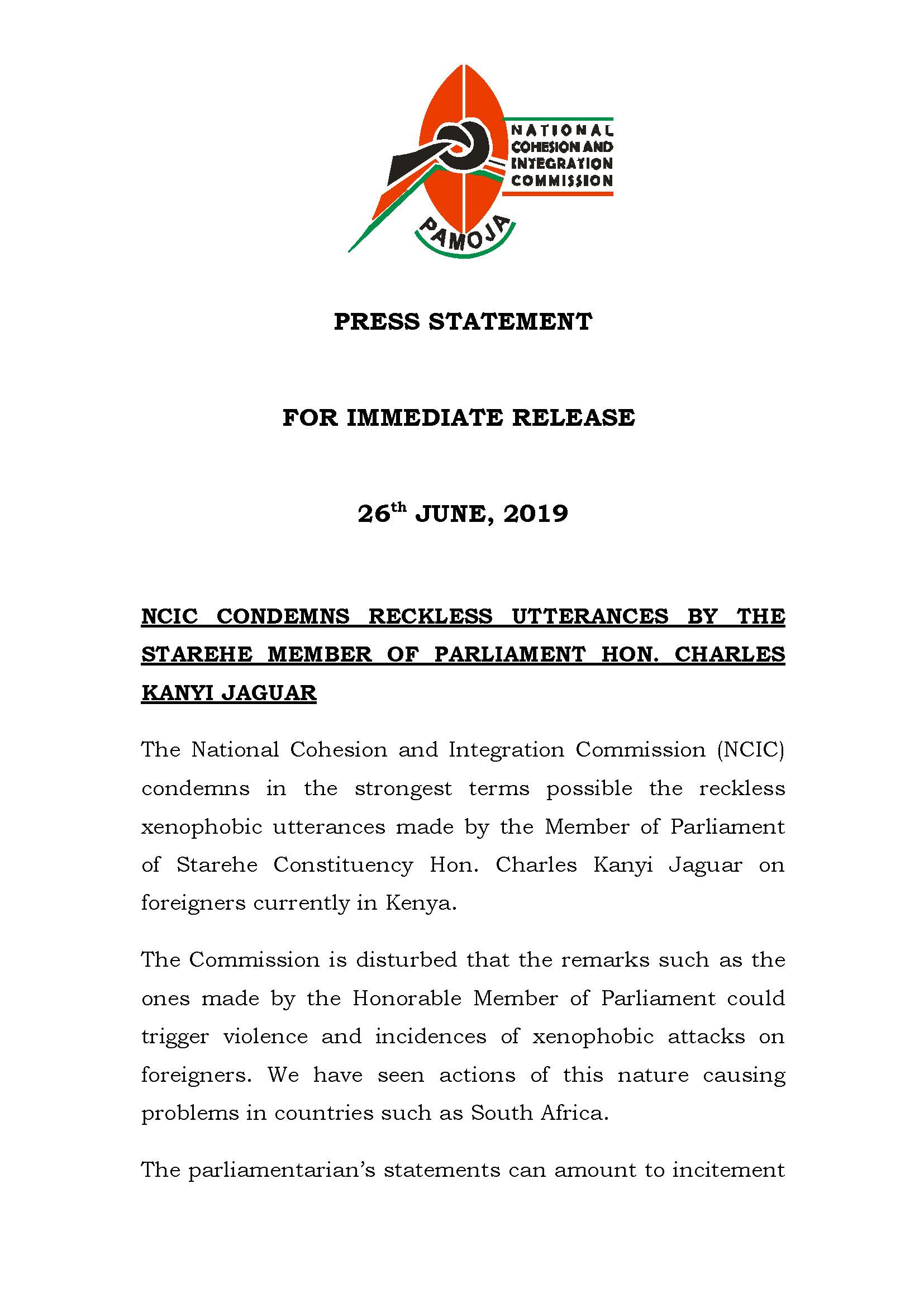 Press Statement Page 1